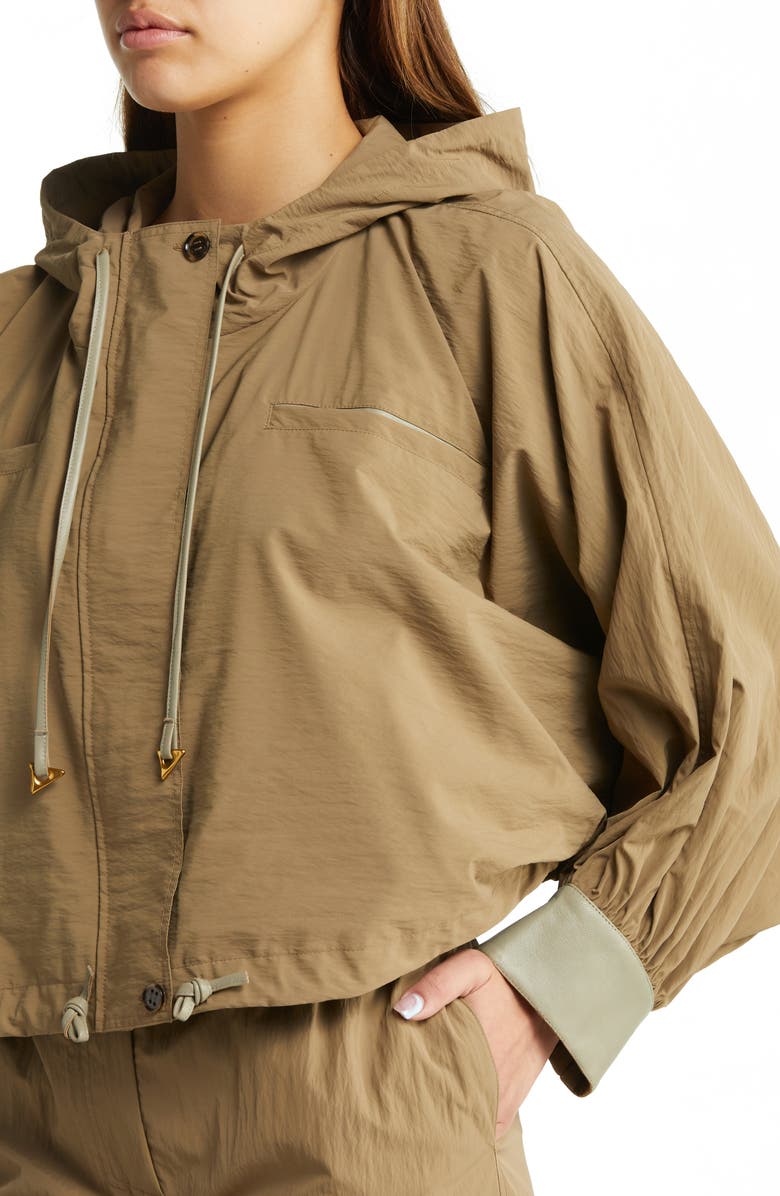 AERON Robine Leather Trim Blouson Sleeve Hooded Jacket, Alternate, color, 