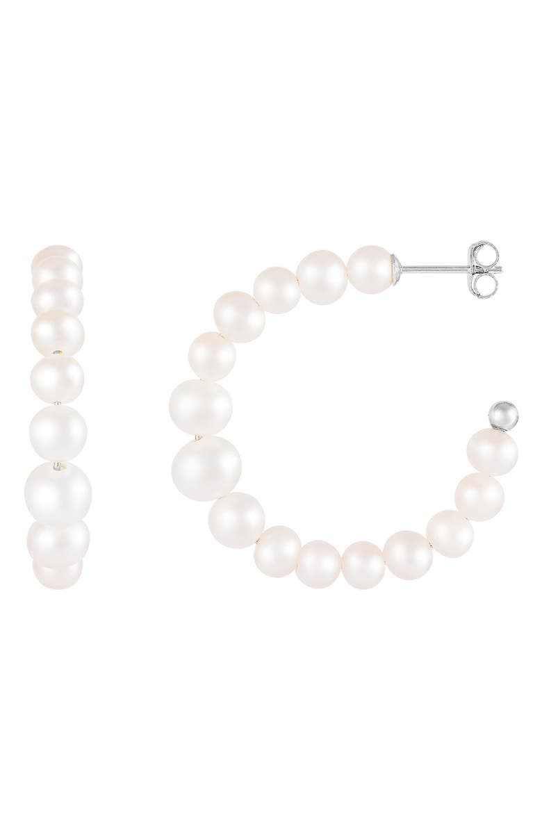 SPLENDID PEARLS 4-6mm Freshwater Pearl Semi Hoop Earrings, Main, color,