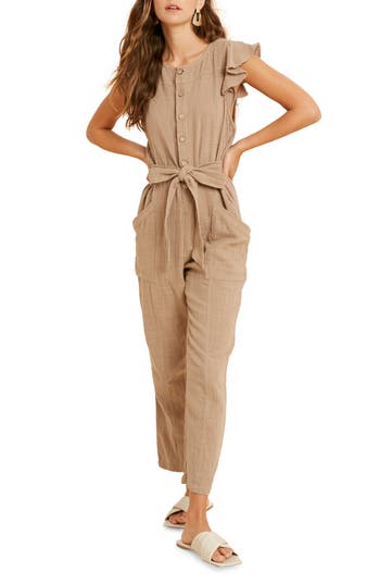 WISHLIST WISHLIST COTTON FLUTTER SLEEVE JUMPSUIT