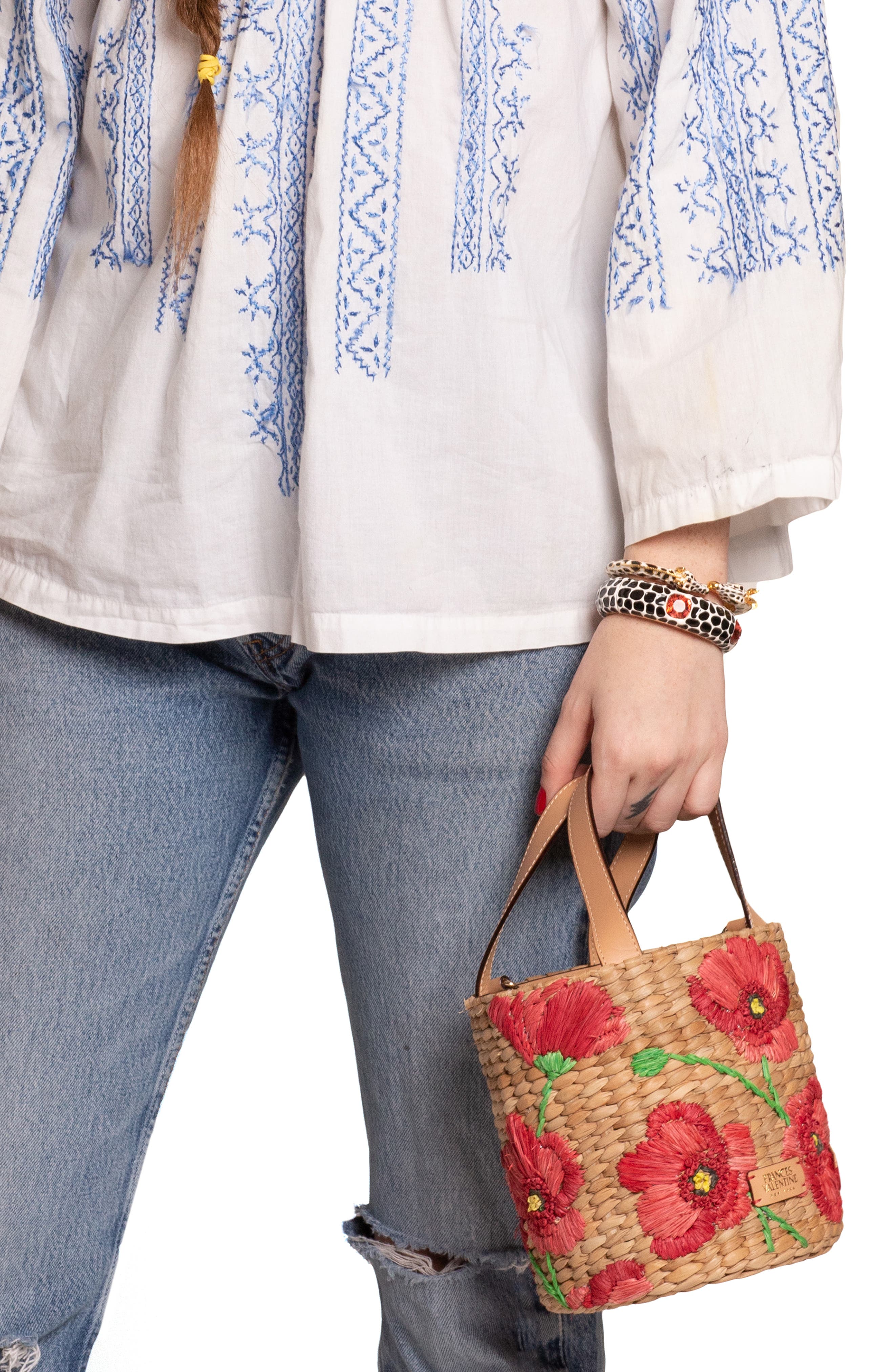 Frances Valentine Small Embroidered Bucket Bag, Alternate, color, 