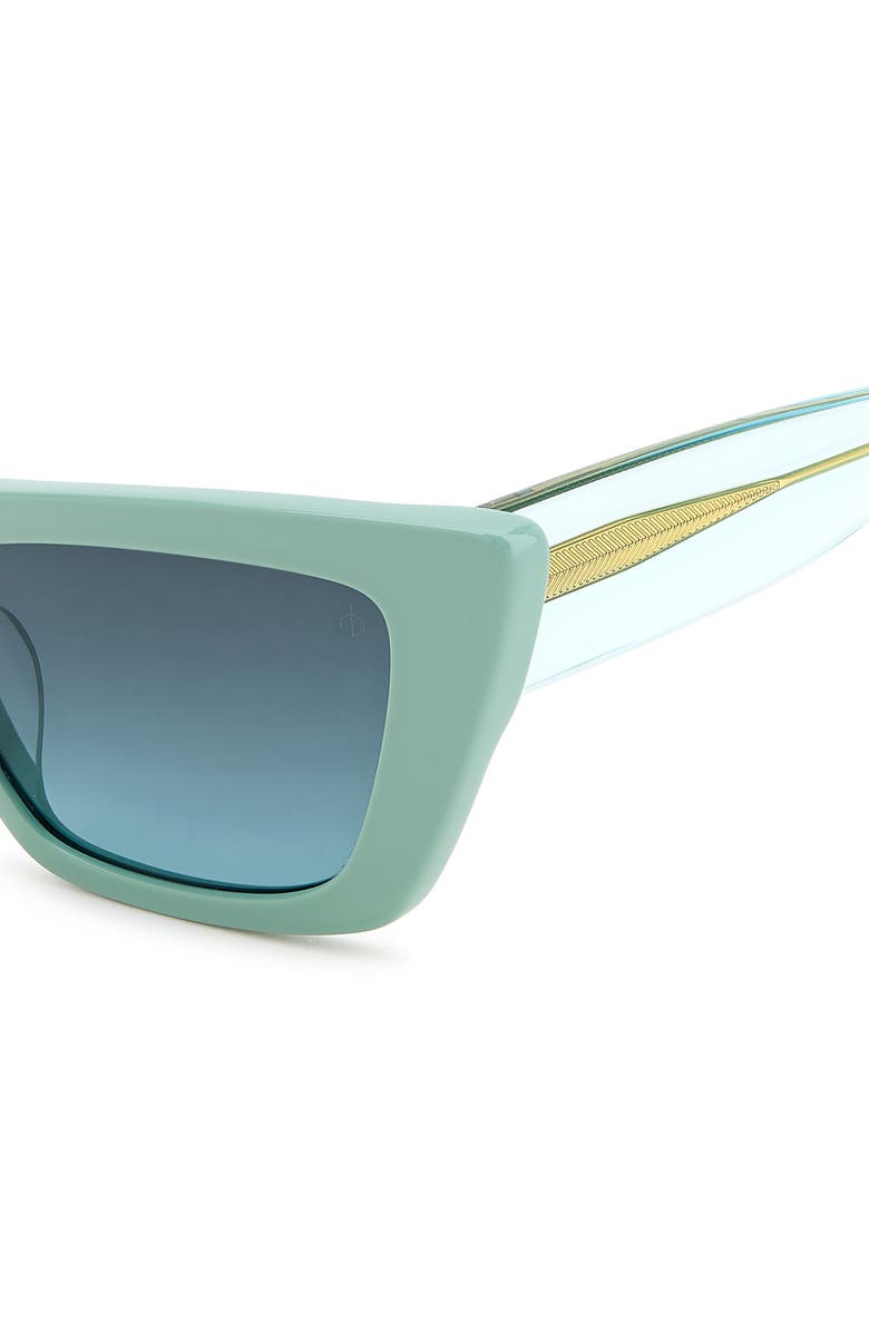 rag & bone 53mm Cat Eye Sunglasses, Alternate, color, Green/ Gray Shaded Green