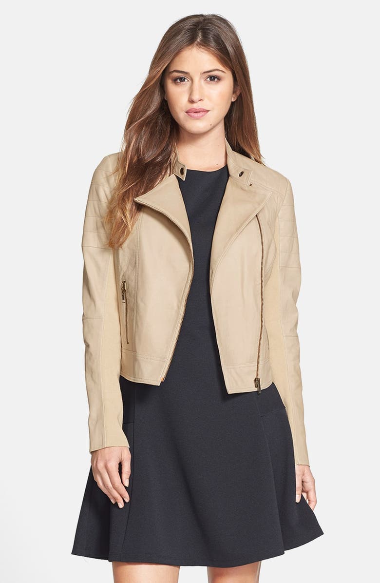 Halogen<sup>®</sup> Leather Moto Jacket, Main, color, 