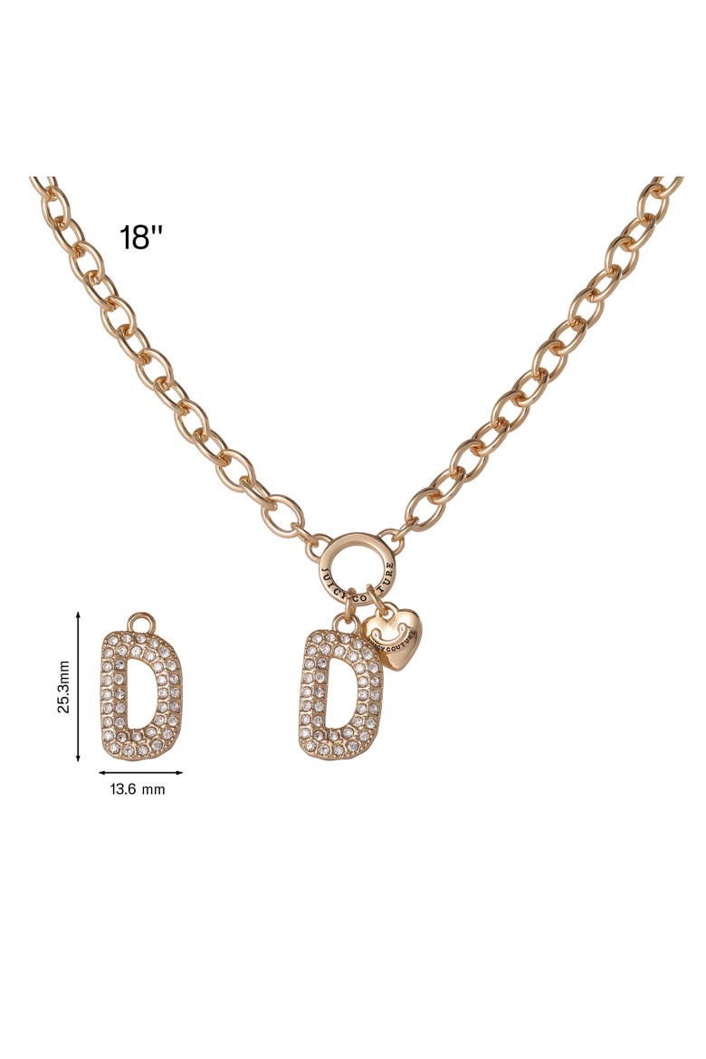 Bubble Letter Necklace for Women with Clear Stones 18"+2", Chunky Initial Necklace Gold-Tone, Alternate, color, Letter D