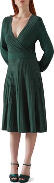 LK Bennett Merida Long Sleeve Faux Wrap Dress