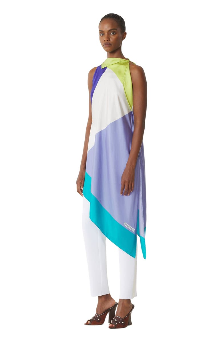 Lanvin Graphic Print Silk Top, Alternate, color, Light Blue/Green