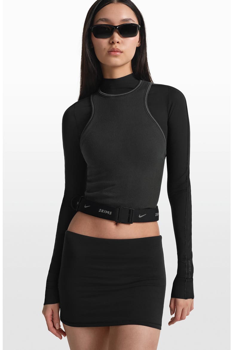 Matte Foldover Waist Shorts, Alternate, color, OBSIDIAN