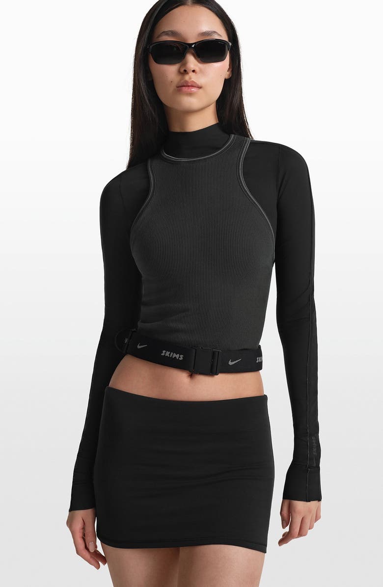 NikeSKIMS Matte Foldover Waist Shorts, Alternate, color, Obsidian