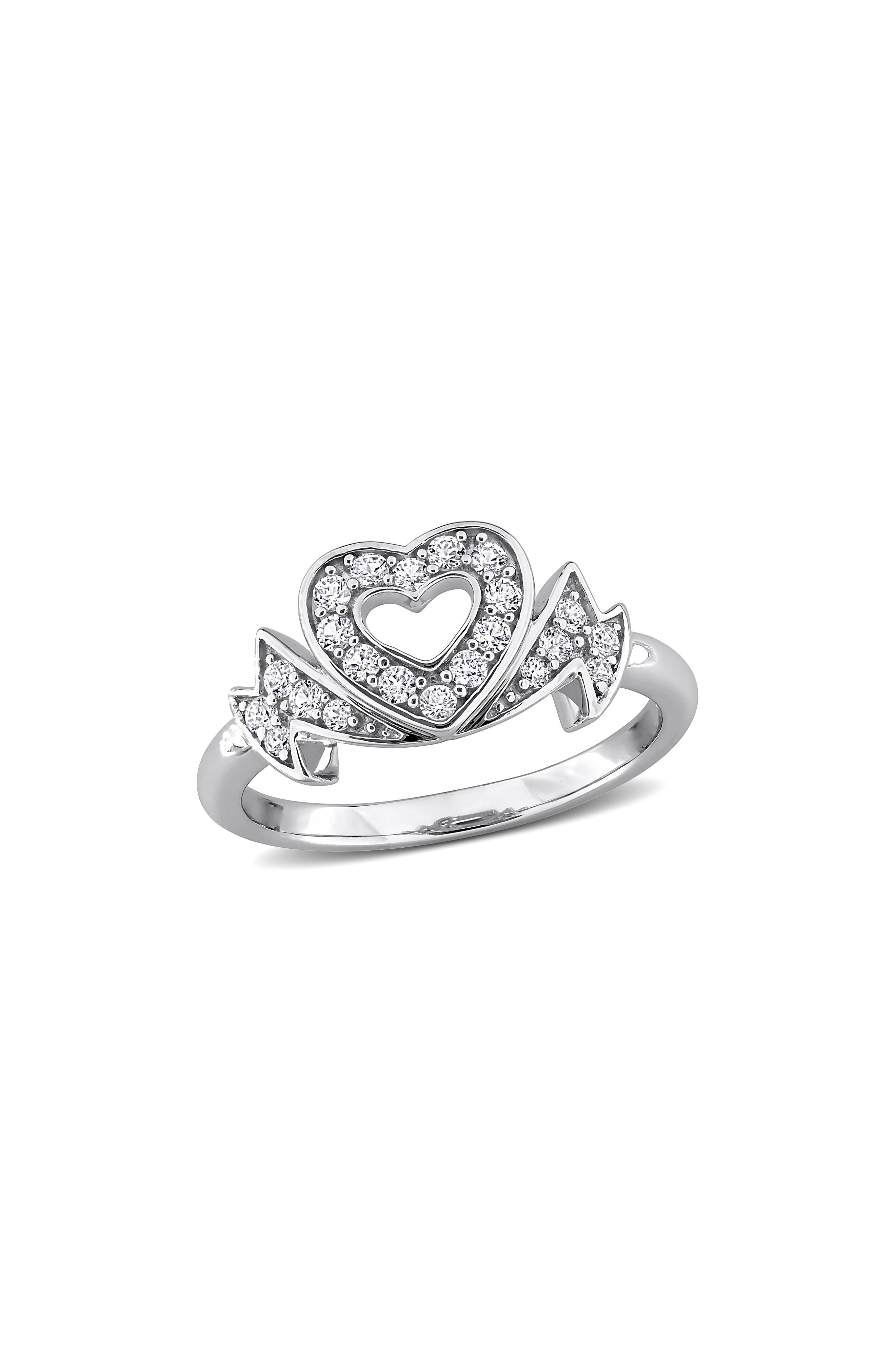 Lab Created White Sapphire Heart Ring