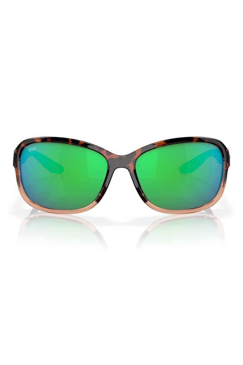 Seadrift 60mm Polarized Square Sunglasses, Main, color, GREEN TORT