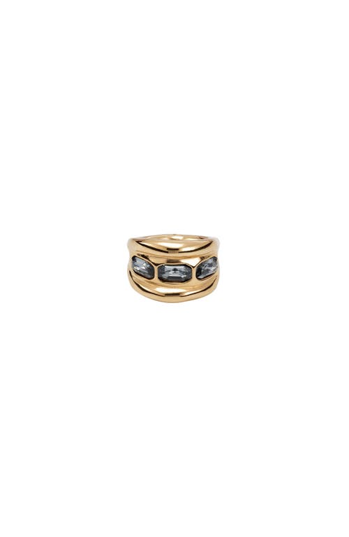 Unode50 Triple Grey Crystal Ring In Gold