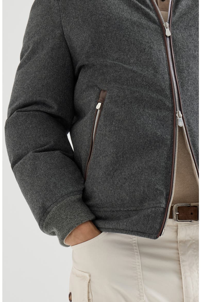 Bonded wool flannel down jacket with detachable hood, Alternate, color, Dark Grey