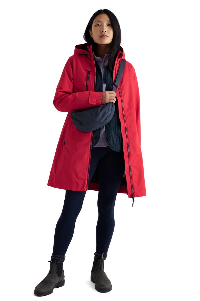 Coverack Waterproof Organic Cotton Raincoat with Removable Hood, Alternate, color, CINDER
