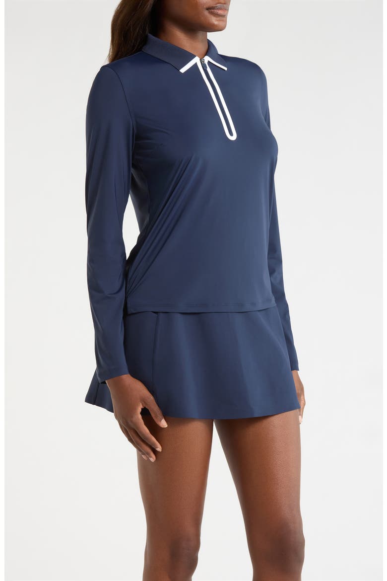 Silky Tech Nylon Long Sleeve Golf Polo, Alternate, color, TWILIGHT