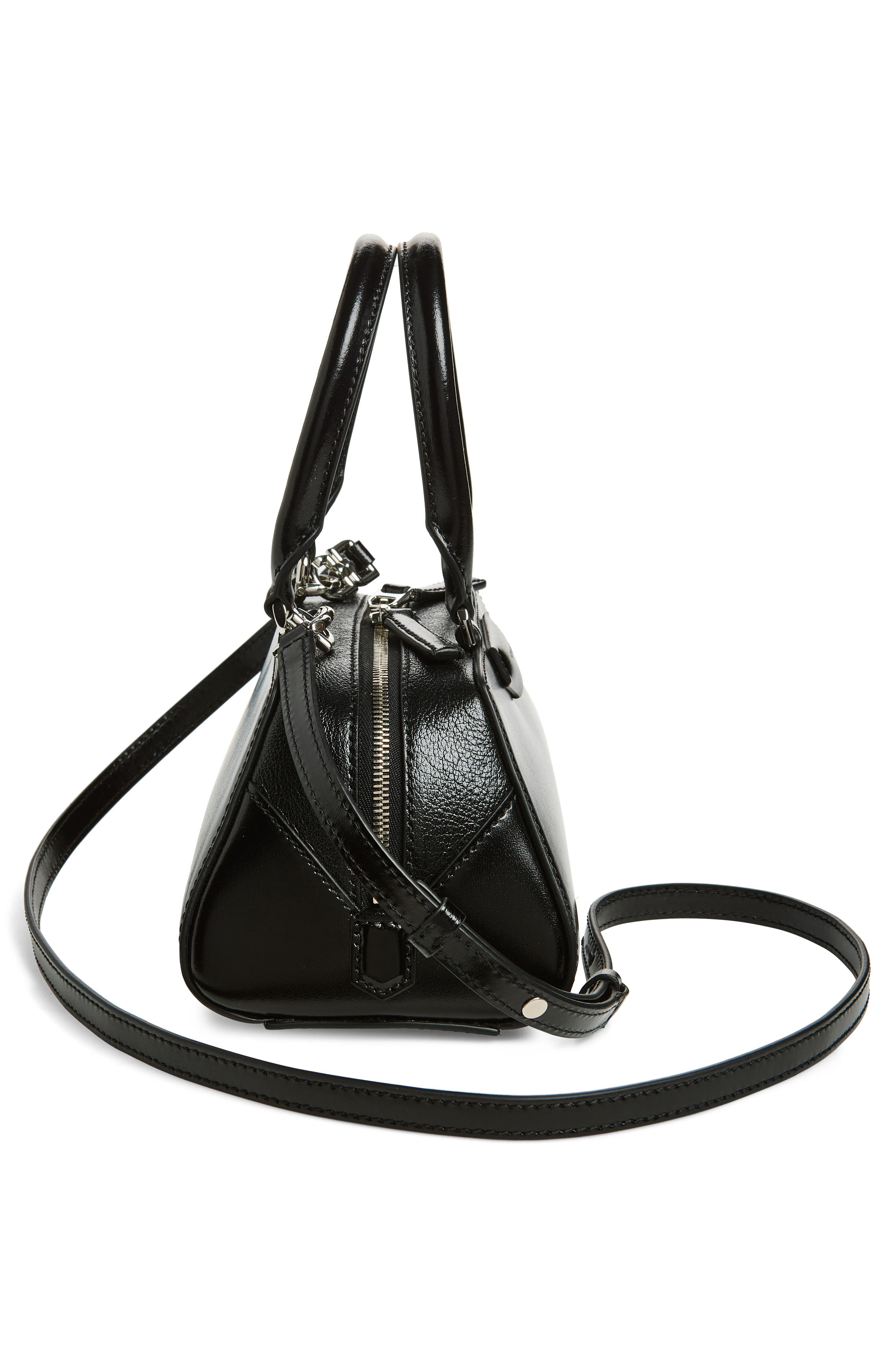 Givenchy Mini Antigona Leather East/West Satchel, Alternate, color, Black
