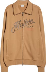 Malbon Golf Maxwell Logo Zip-Up Cotton Graphic Sweatshirt