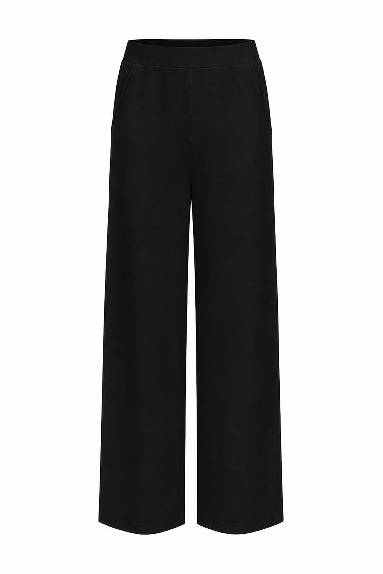 Shayna K Pants Wide Leg Knit Trousers, Alternate, color, Black
