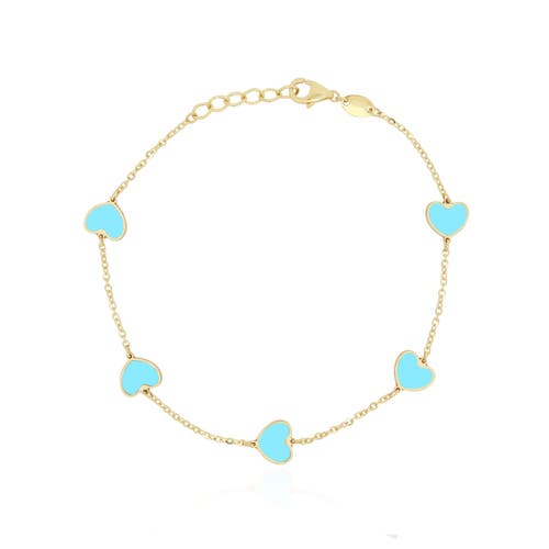 The Lovery Fine Jewelry Turquoise Heart Station Bracelet In Blue