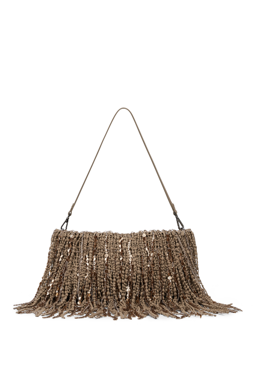 Shop Brunello Cucinelli Dazzling Cascades Clutch Bag In Walnut