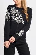 Halogen® Embroidered Floral Button Front Cardigan