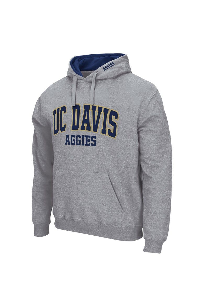 Men's Colosseum Heathered Gray UC Davis Aggies Arch and Logo Pullover Hoodie, Alternate, color, Heather Gray