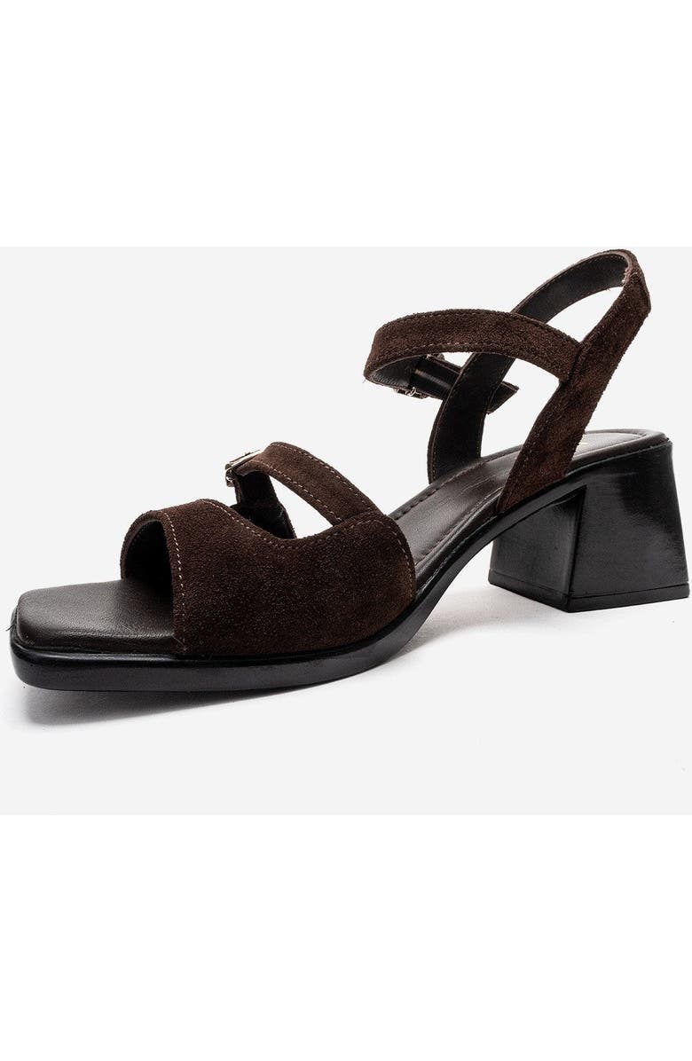 Forever & Always Shoes Yolen Leather Block Heel Sandal, Alternate, color, Brown Suede