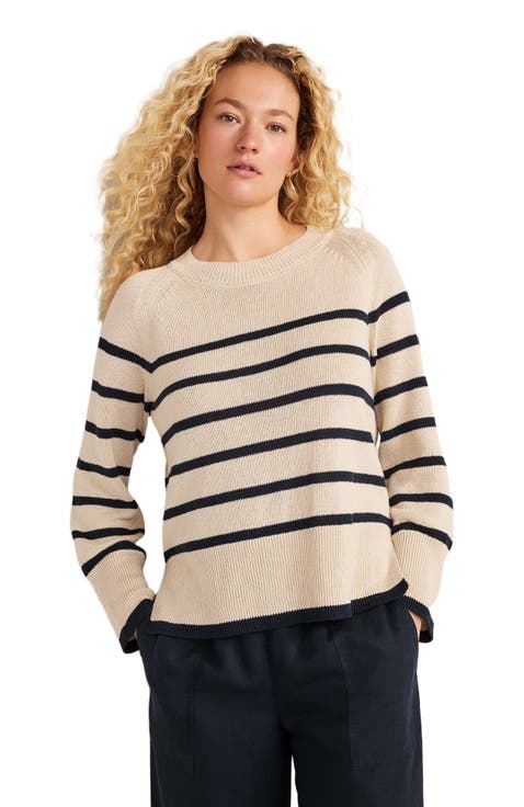 Organic Cotton Linen Stripe Crewneck