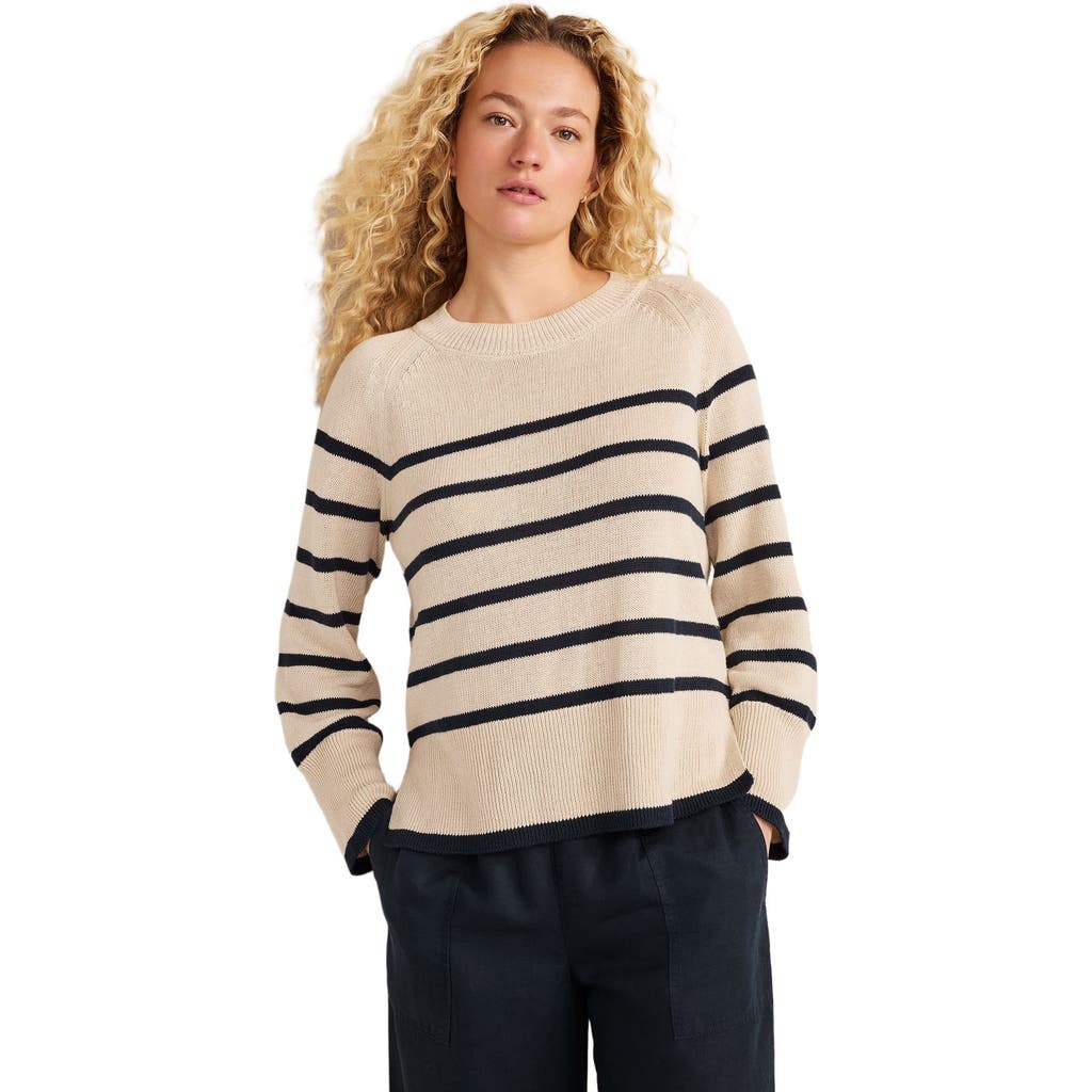 Haven Well Within Organic Cotton Linen Stripe Crewneck in Misty Beige/nightfall at Nordstrom, Size Small