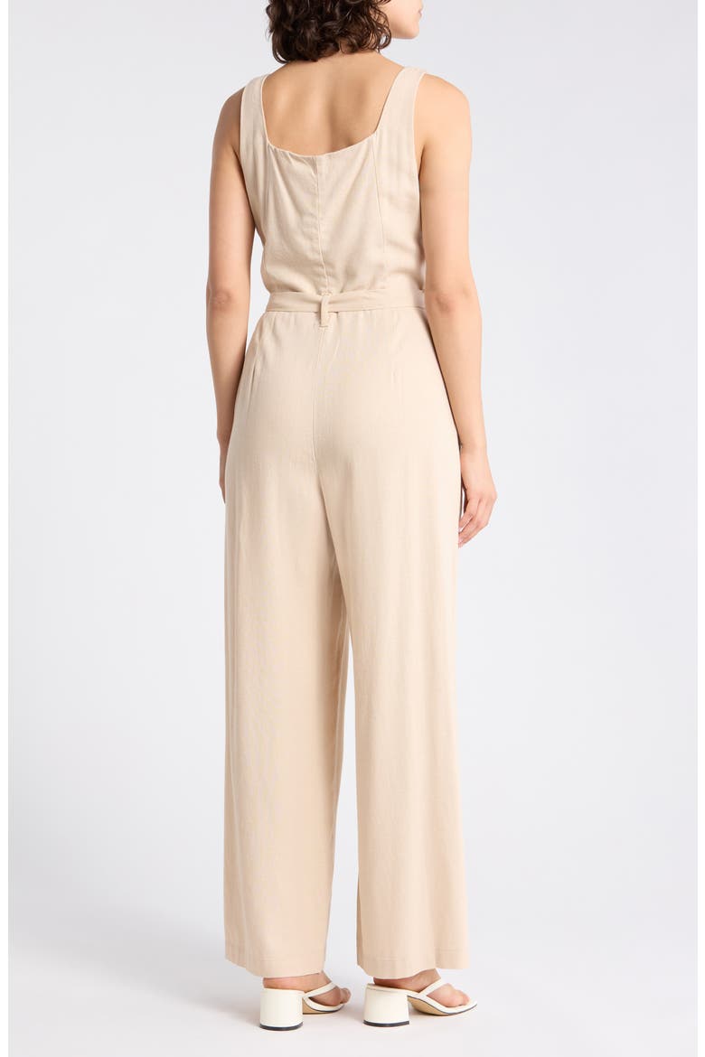 Embroidered Cutwork Sleeveless Jumpsuit, Alternate, color, LINEN