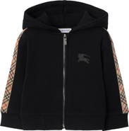 Burberry Check Trim Cotton Zip Hoodie