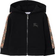 Burberry Check Trim Cotton Zip Hoodie