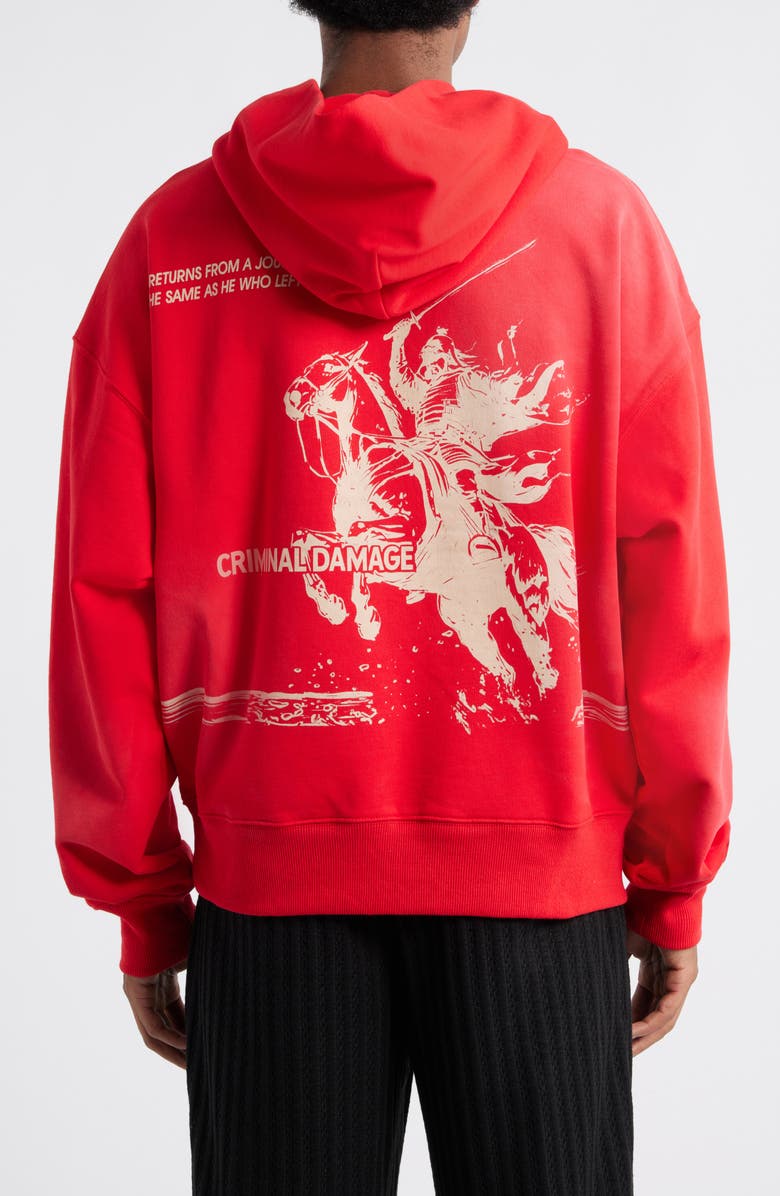 CRIMINAL DAMAGE Samurai Graphic Hoodie, Alternate, color, Washed Red