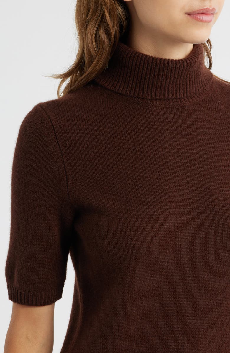 DÔEN Agathe Turtleneck Cashmere Sweater Dress, Alternate, color, Dark Umber