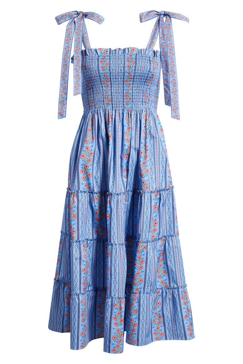 The Ribbon Ellie Nap Midi Dress, Alternate, color, FLORAL BATIK STRIPE BLUE