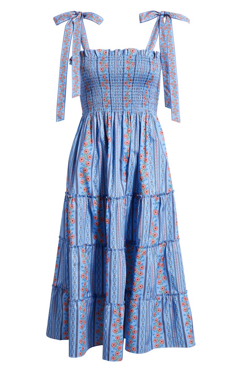 Hill House Home The Ribbon Ellie Nap Midi Dress, Alternate, color, Floral Batik Stripe Blue