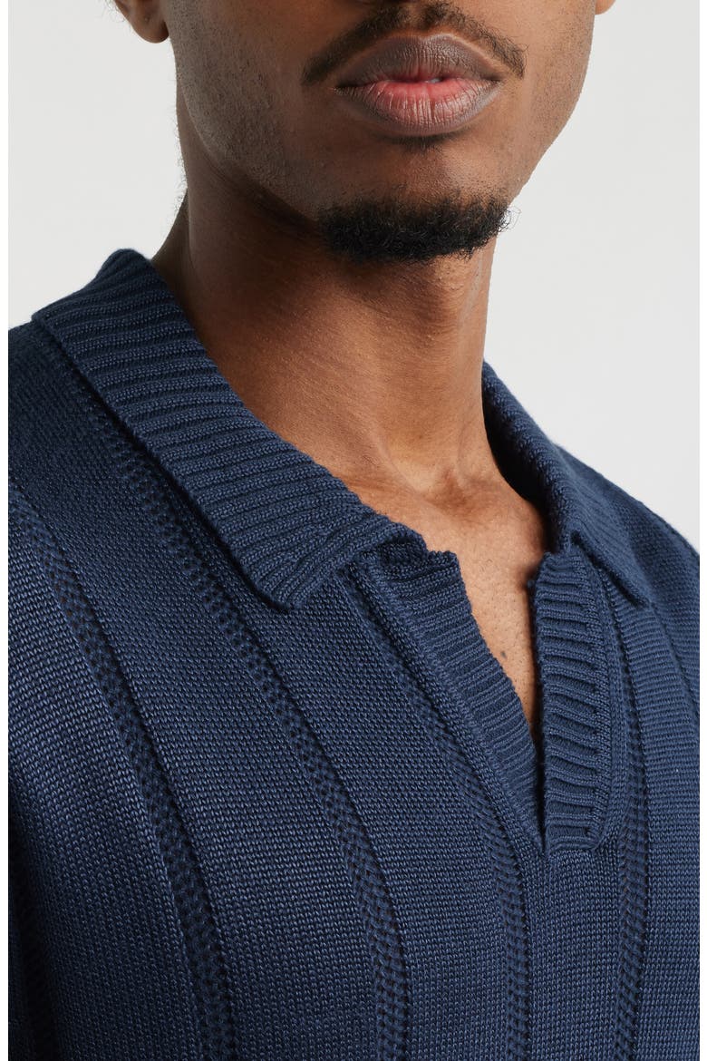 Boxy Short Sleeve Polo Sweater, Alternate, color, NAVY ECLIPSE