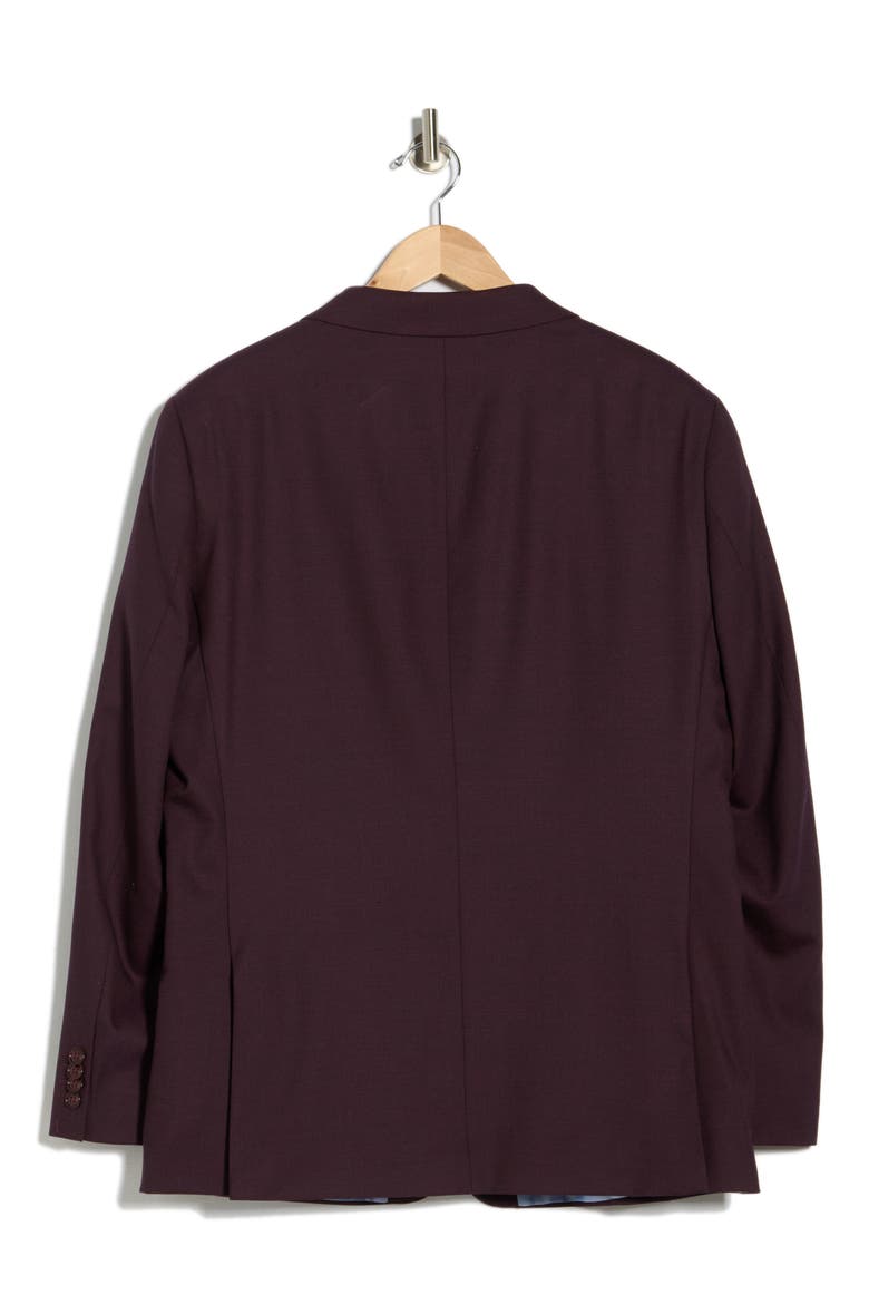 Notch Lapel Wool Blend Blazer, Alternate, color, BURGUNDY