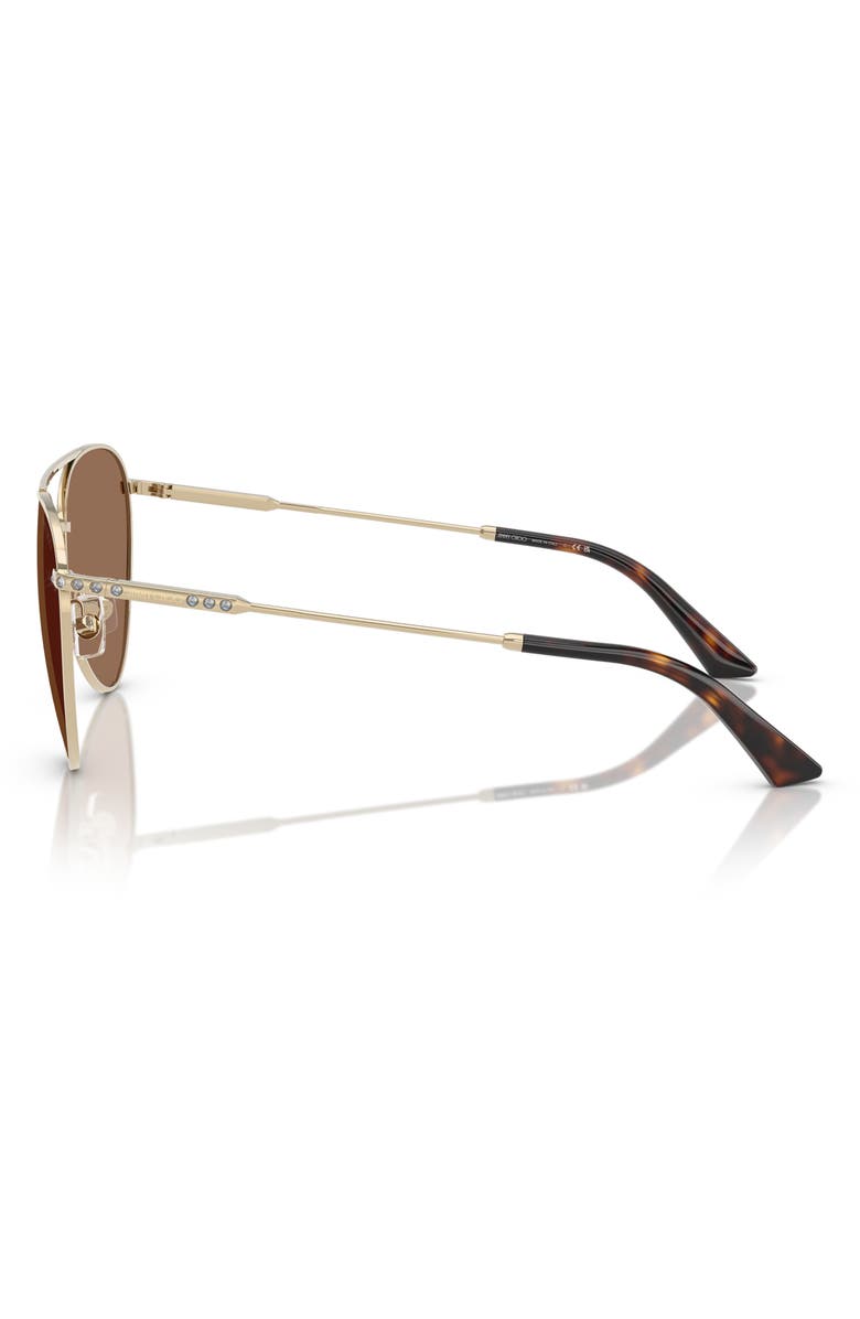 Jimmy Choo 60mm Pilot Sunglasses, Alternate, color, Brown Gold