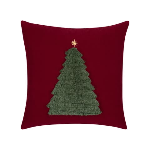 Fraser Fir Handmade Applique Woven Accent Holiday Pillow