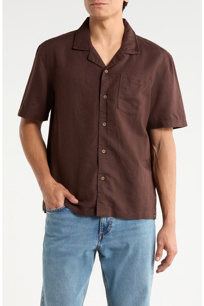 Foster Linen & Cotton Camp Shirt, Main, color, OAK BARREL
