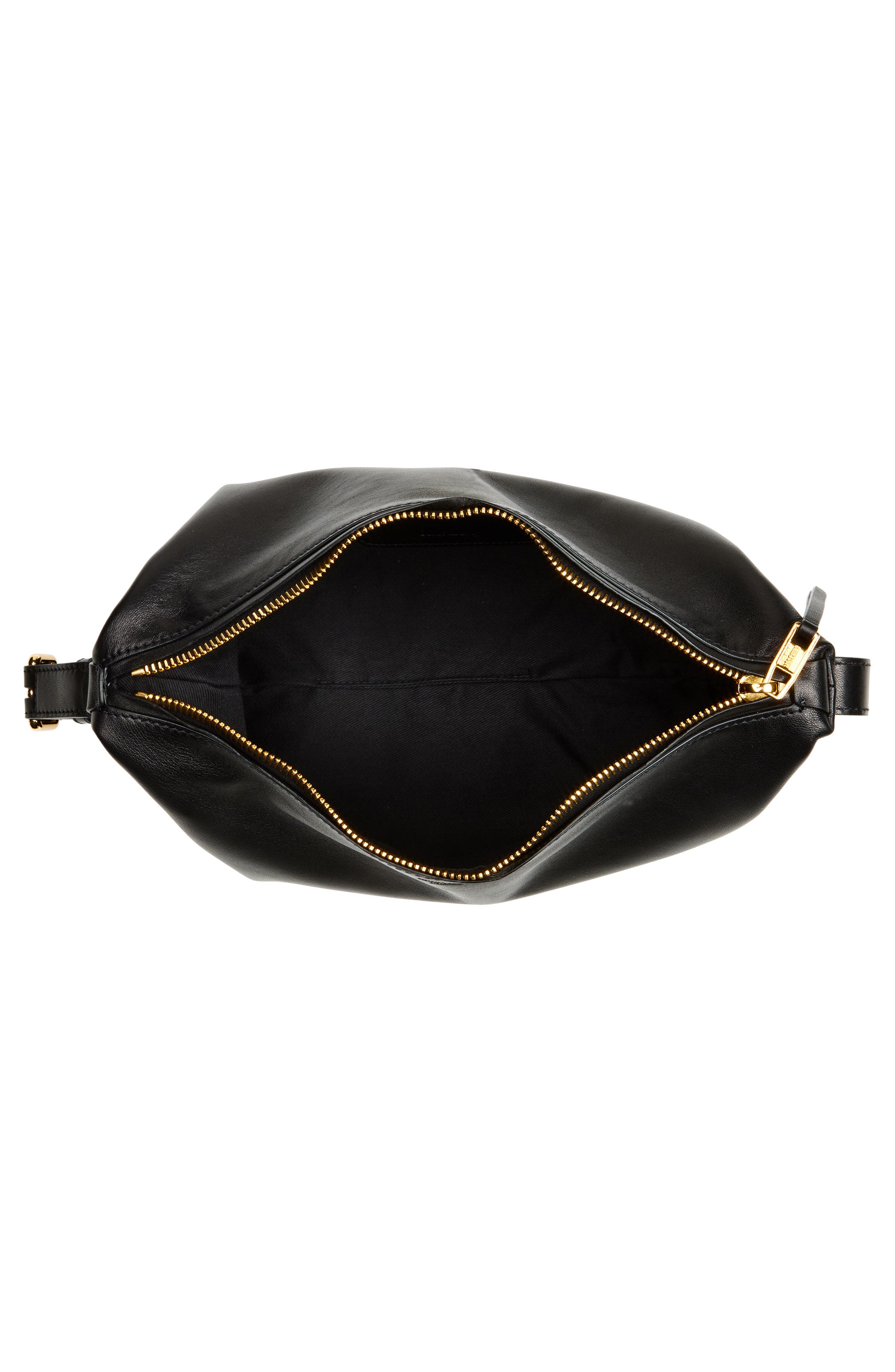 Moschino Tie Me Leather Shoulder Bag, Alternate, color, Black