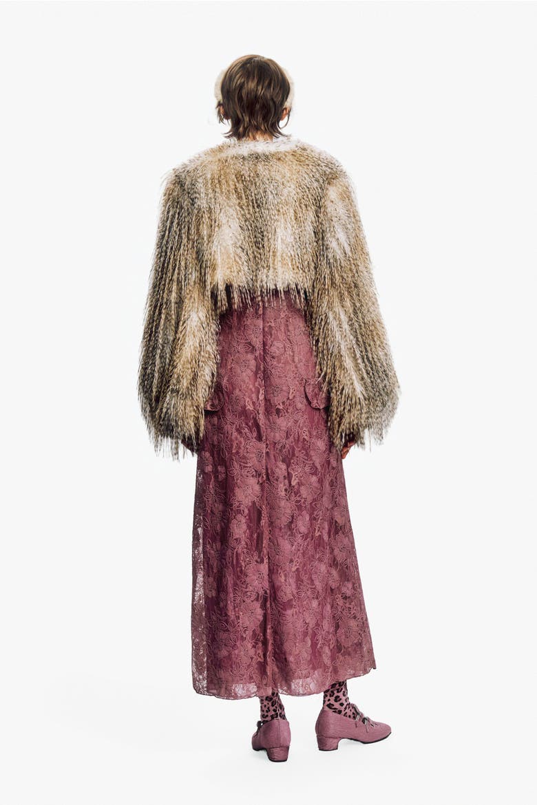 Lynx Faux Fur Cropped, Alternate, color, GREY MULTI