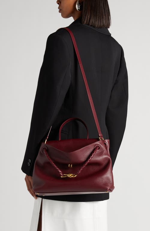 Bottega Veneta Ciao Ciao Knot Detail Leather Top Handle Bag In 2250 Barolo-m Brass