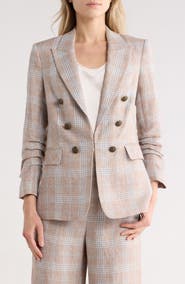 Veronica Beard Beacon Plaid Linen Dickey Jacket