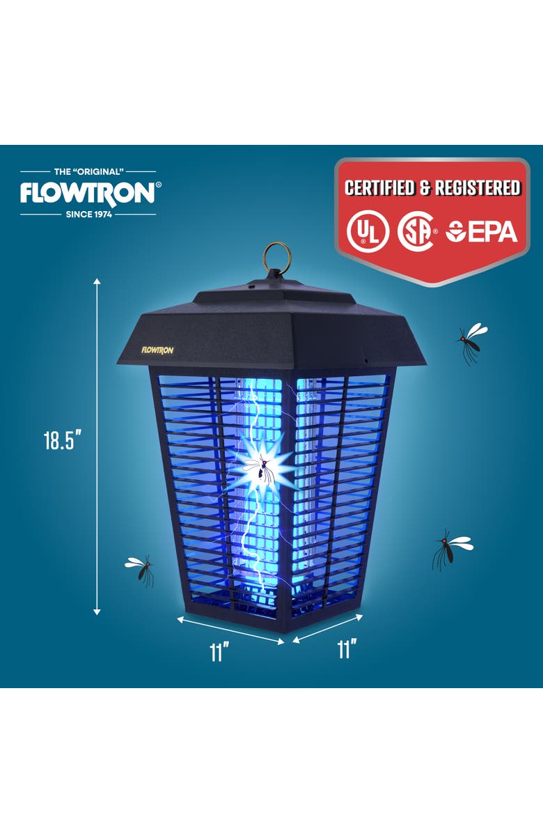 Flowtron Bug Zapper, Mosquito Zapper with 1-1/2 Acre of Coverage, 80W Bulb & 5600V Killing Grid, Alternate, color, Black