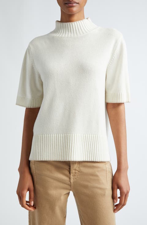 Short Sleeve Cashmere Turtleneck Sweater