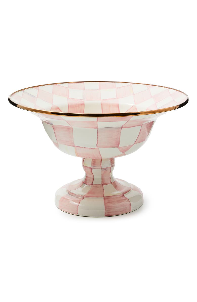 MACKENZIE CHILDS Rosy Check Large Compote Bowl, Main, color, Rosy