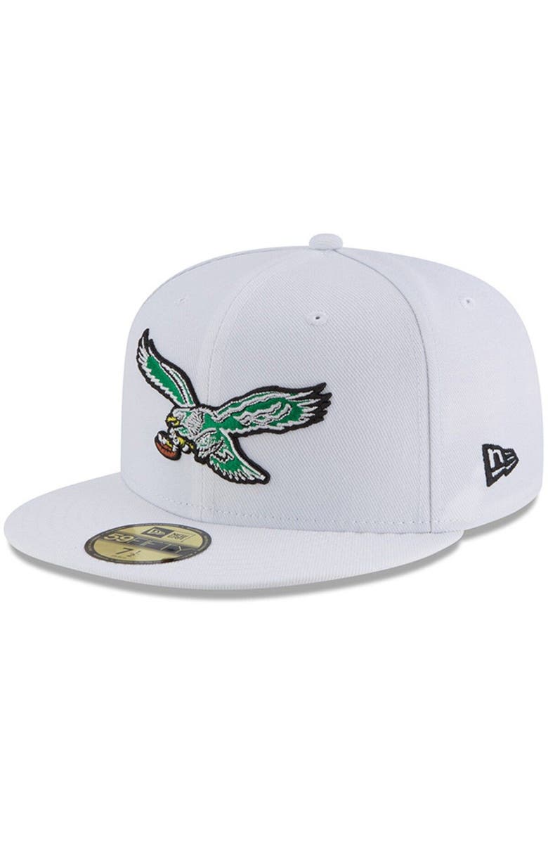 New Era Men's New Era White Philadelphia Eagles Throwback Logo Omaha 59FIFTY Fitted Hat, Main, color, White