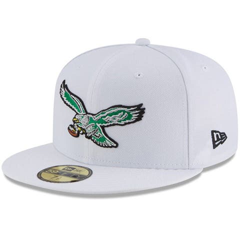 Men's New Era White Philadelphia Eagles Throwback Logo Omaha 59FIFTY Fitted Hat