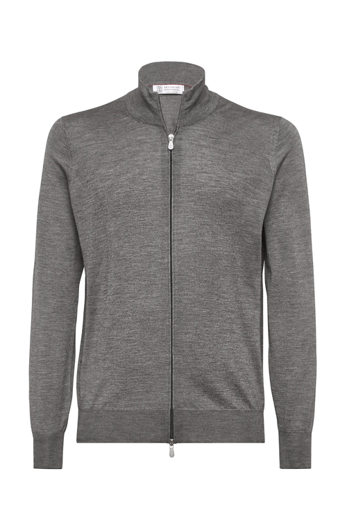 Brunello Cucinelli Cashmere-silk Cardigan In Dark Grey