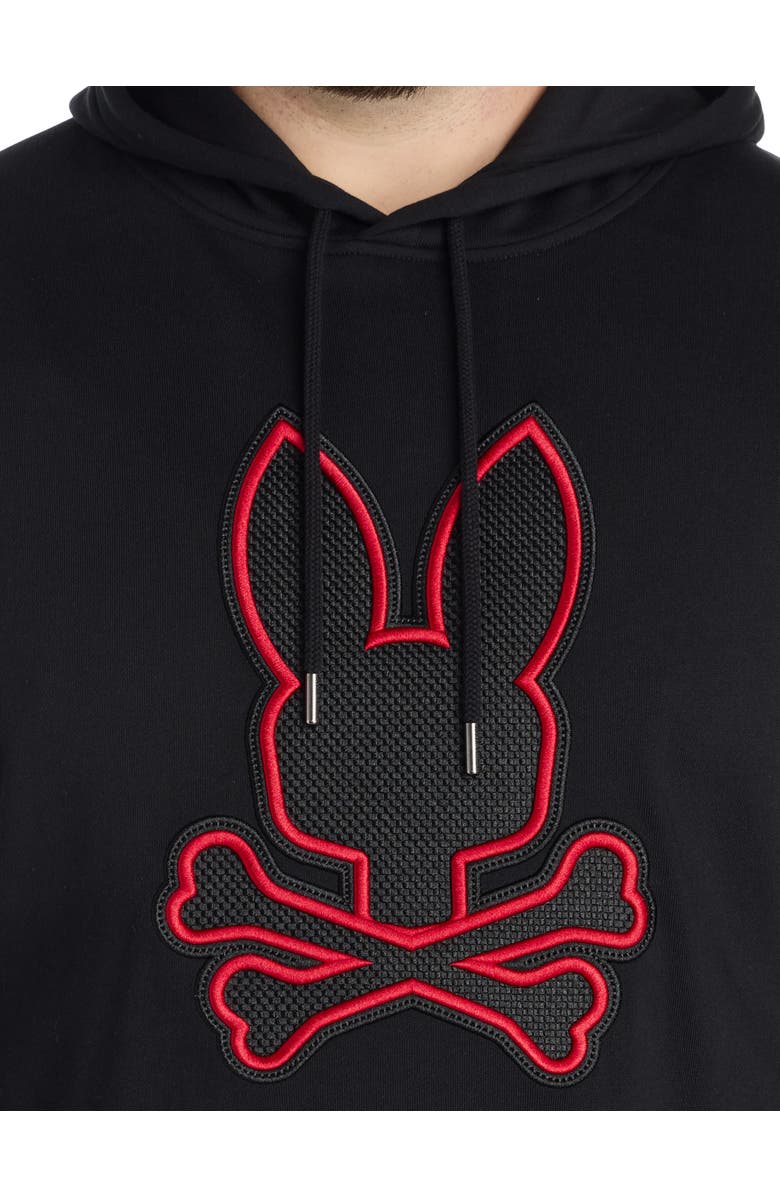 Psycho Bunny Big & Tall Sayer Embroidered Bunny Hoodie, Alternate, color, Black